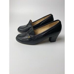 Sapataria Recor Women’s Leather Heel Loafer Shoes Size 34 Made In Portugal Wood